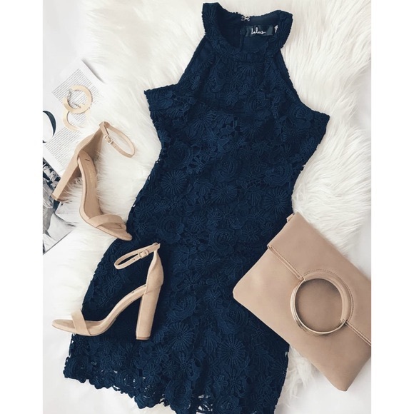 Lulus Dresses & Skirts - NWOT Lulus Love Poem Navy Blue Lace Dress
